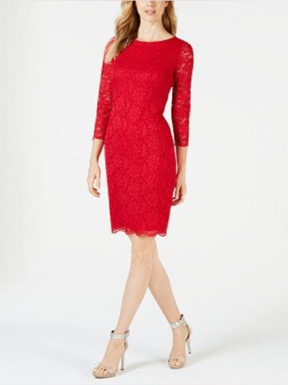 Calvin Klein Red Lace Sheath Dress NWT